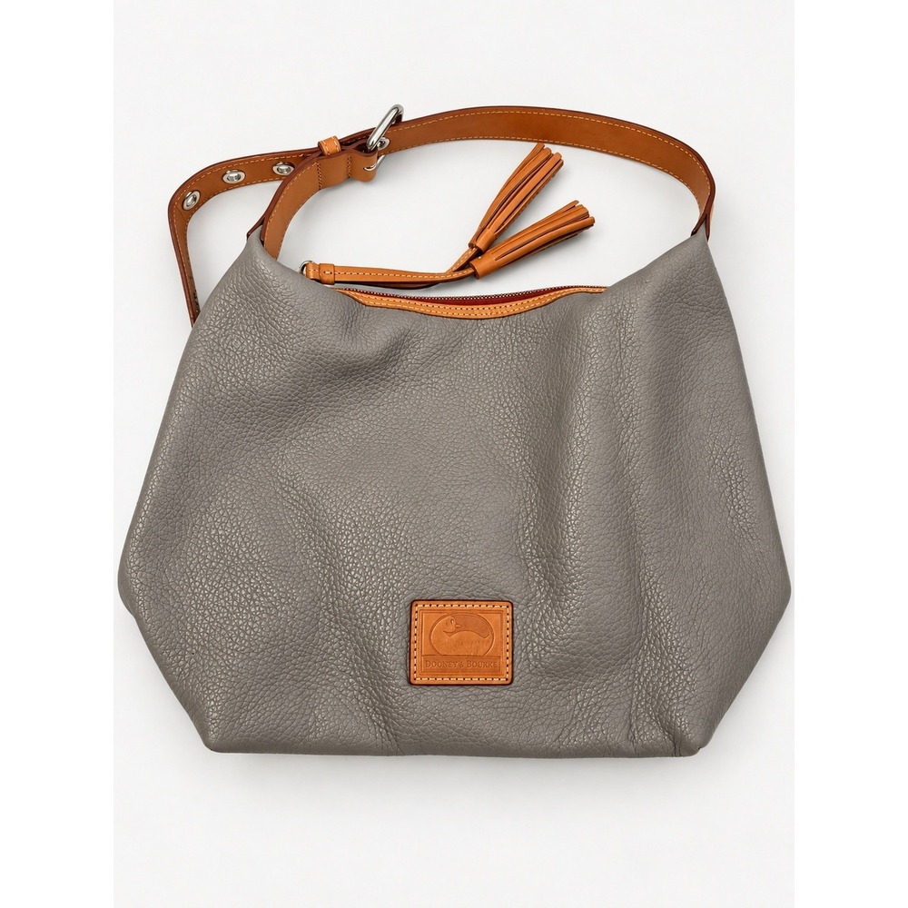 Dooney & Bourke Authentic Gray Pebbled Leather Paige Hobo Shoulder Bag
